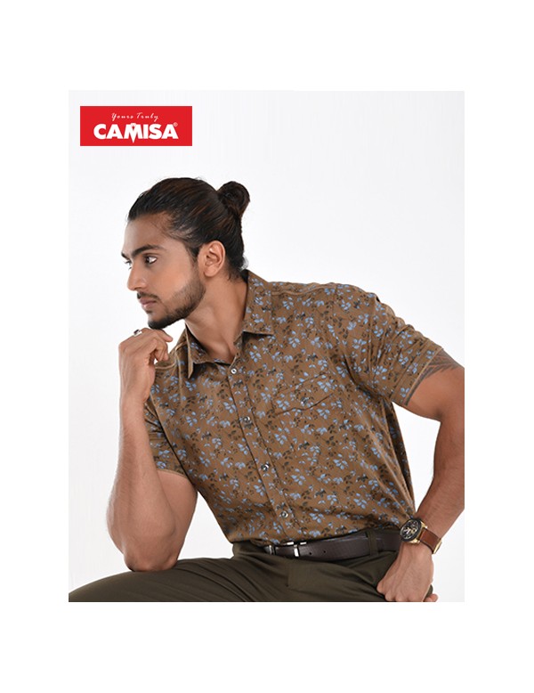 Men’s 100% cotton slim fit printed shorts sleeves shirts